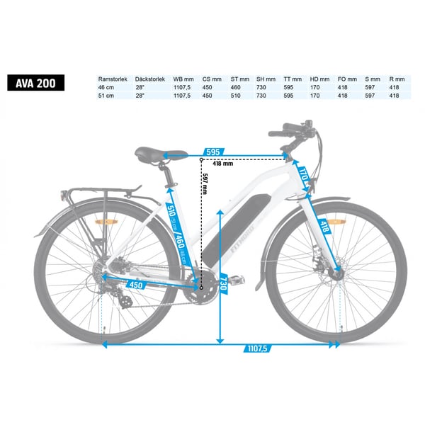 FitNord Ava 200 Elcykel, vit (540 Wh batteri)  med ytterligare ett års garanti 11