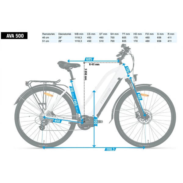 FitNord Ava 500 Elcykel, vit (612 Wh batteri)  med ytterligare ett års garanti 11
