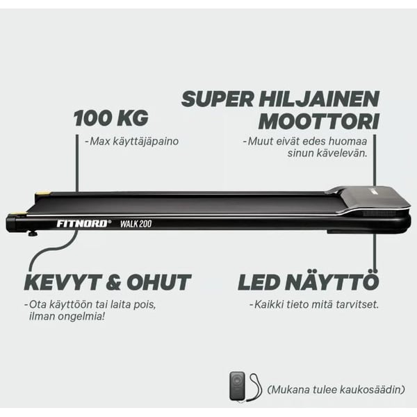FitNord Walk 200 Gåband / Walkingpad *SMÖRJFRI* 5