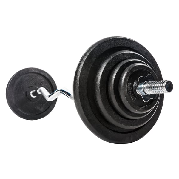 Hörnstång med gänglås med 30 mm skivtyngder, FitNord, 120 cm (EZ-stång)