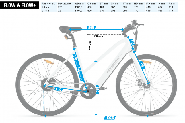 FitNord Flow Elcykel, Vit